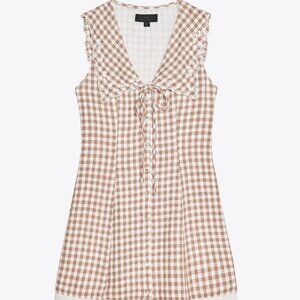 Gingham short dress with peter pan collar